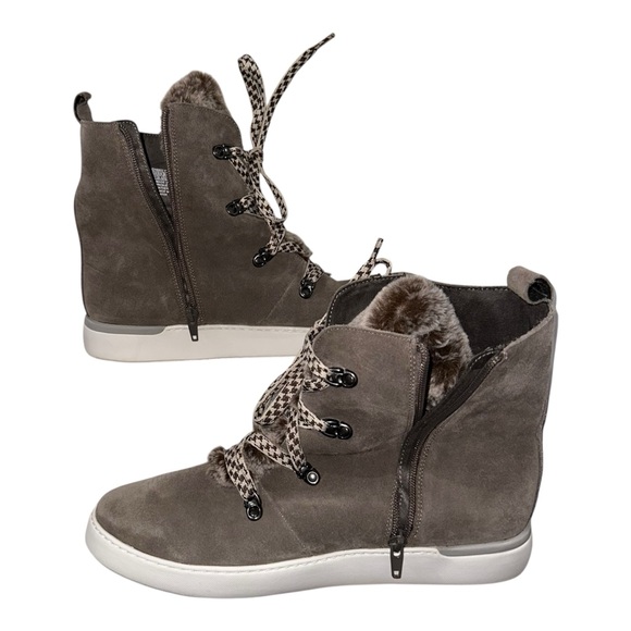 EUC COBB HILL BY ROCKPORT Faux Fur Zip-Up l Grey Suede Elysse Alpine - size 11 - Picture 2 of 8